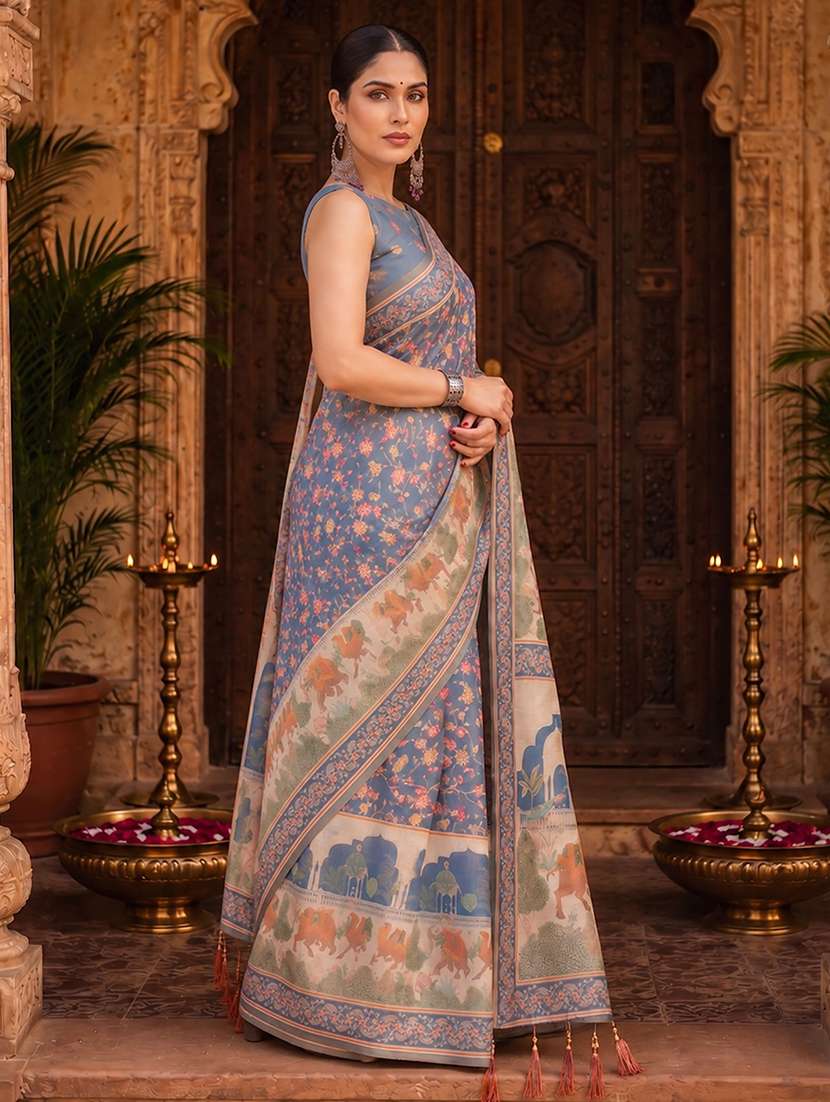 Women Printed Casual Wear Saree - 22565727 -  Standard Image - 2