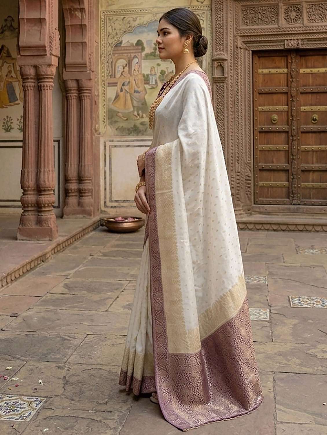 Women Self Design Banarasi Saree With Blouse - 22565729 -  Standard Image - 2