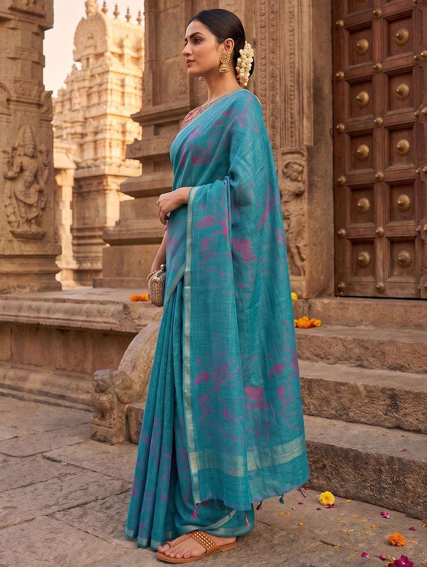 women printed casual wear saree with blouse - 22565749 -  Standard Image - 2