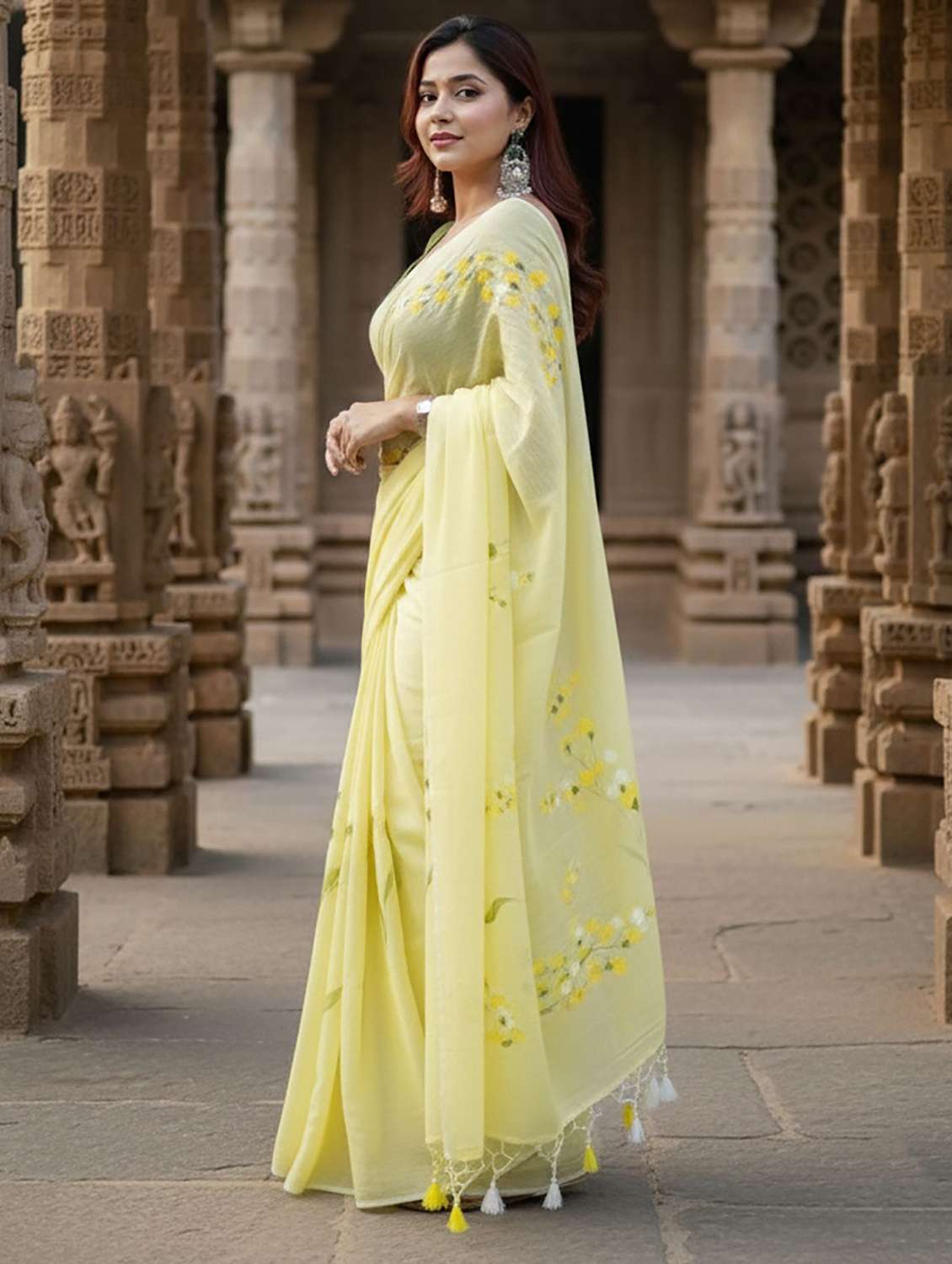 women printed casual wear saree with blouse - 22565919 -  Standard Image - 2