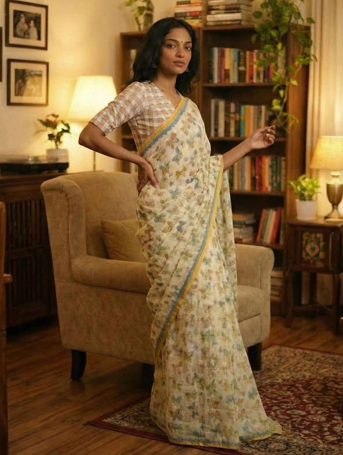 women printed casual wear saree with blouse - 22565999 -  Standard Image - 2