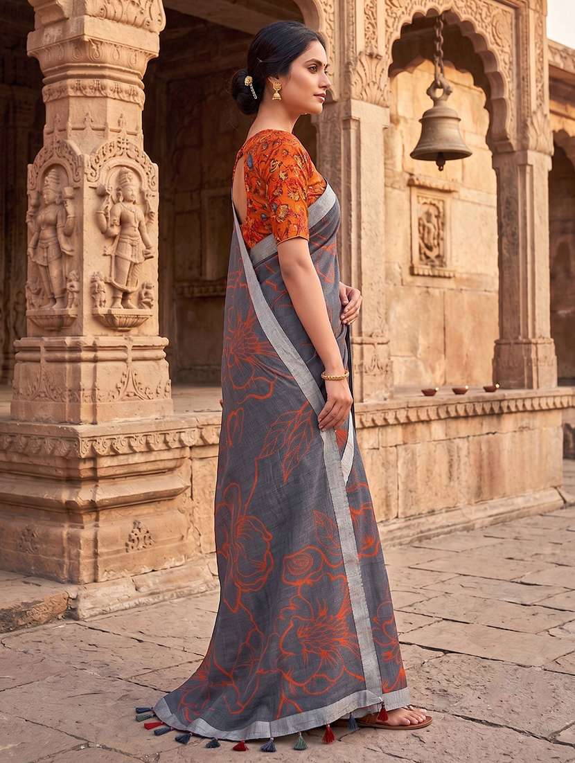 women printed casual wear saree with blouse - 22566167 -  Standard Image - 2
