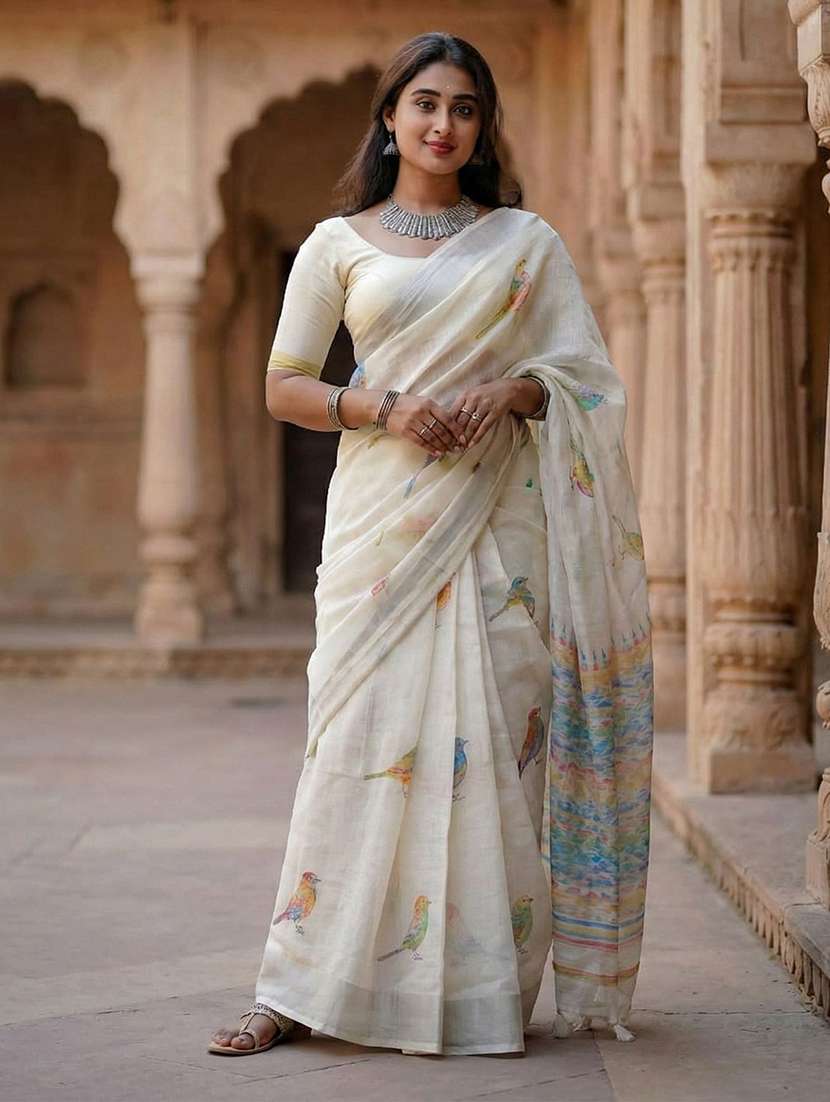 women printed casual wear saree
