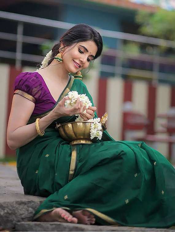 women self design southern silk saree with blouse - 22566694 -  Standard Image - 2
