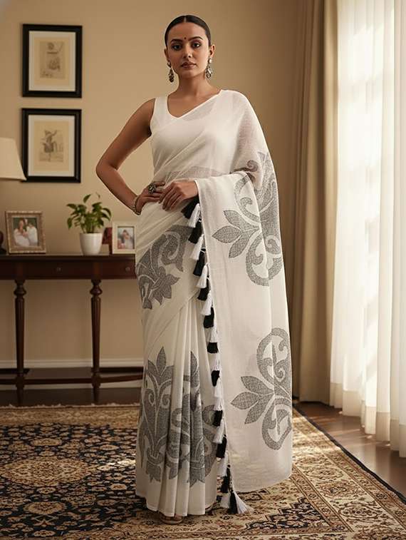 women printed casual wear saree