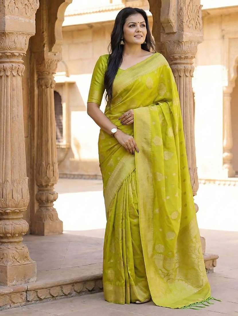 women self design banarasi saree with blouse