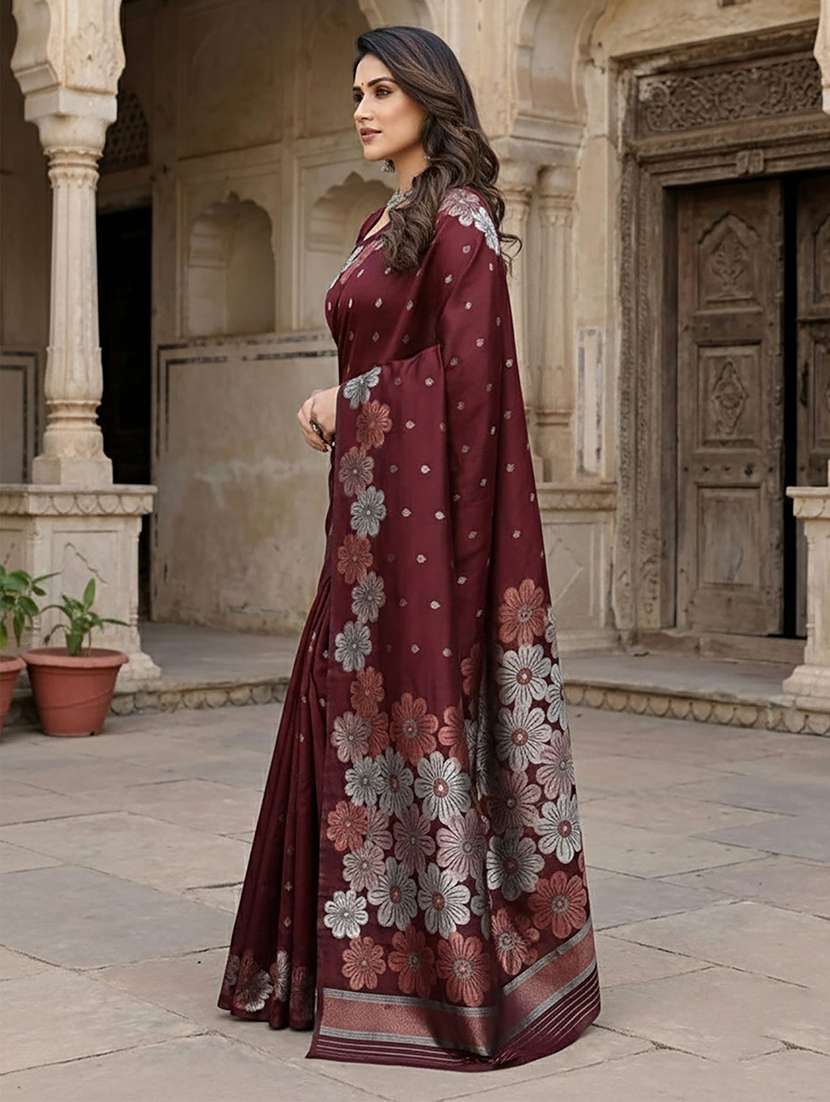 Women Self Design Banarasi Saree With Blouse - 22567113 -  Standard Image - 2