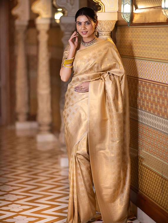 women self design banarasi saree with blouse