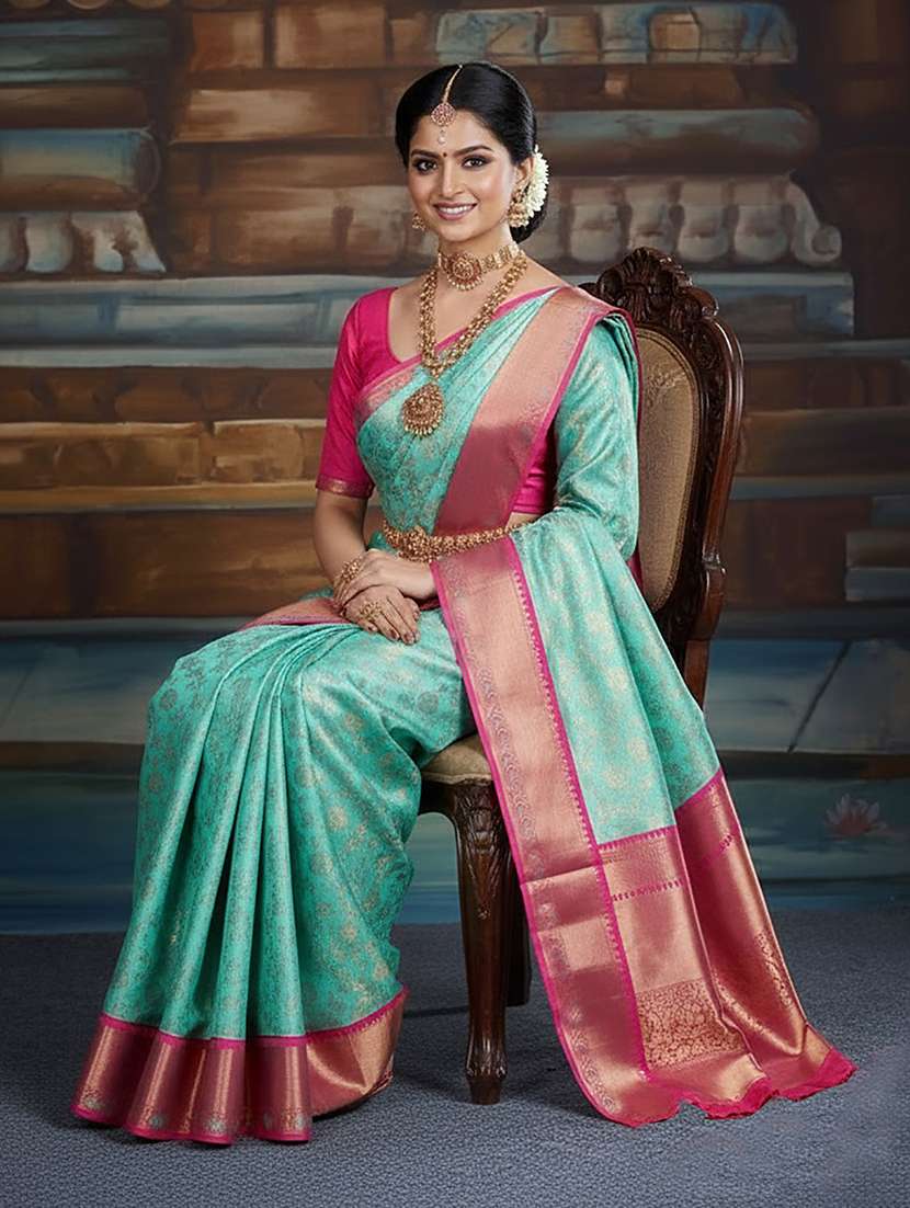 women self design kanjivaram saree with blouse - 22567178 -  Standard Image - 2