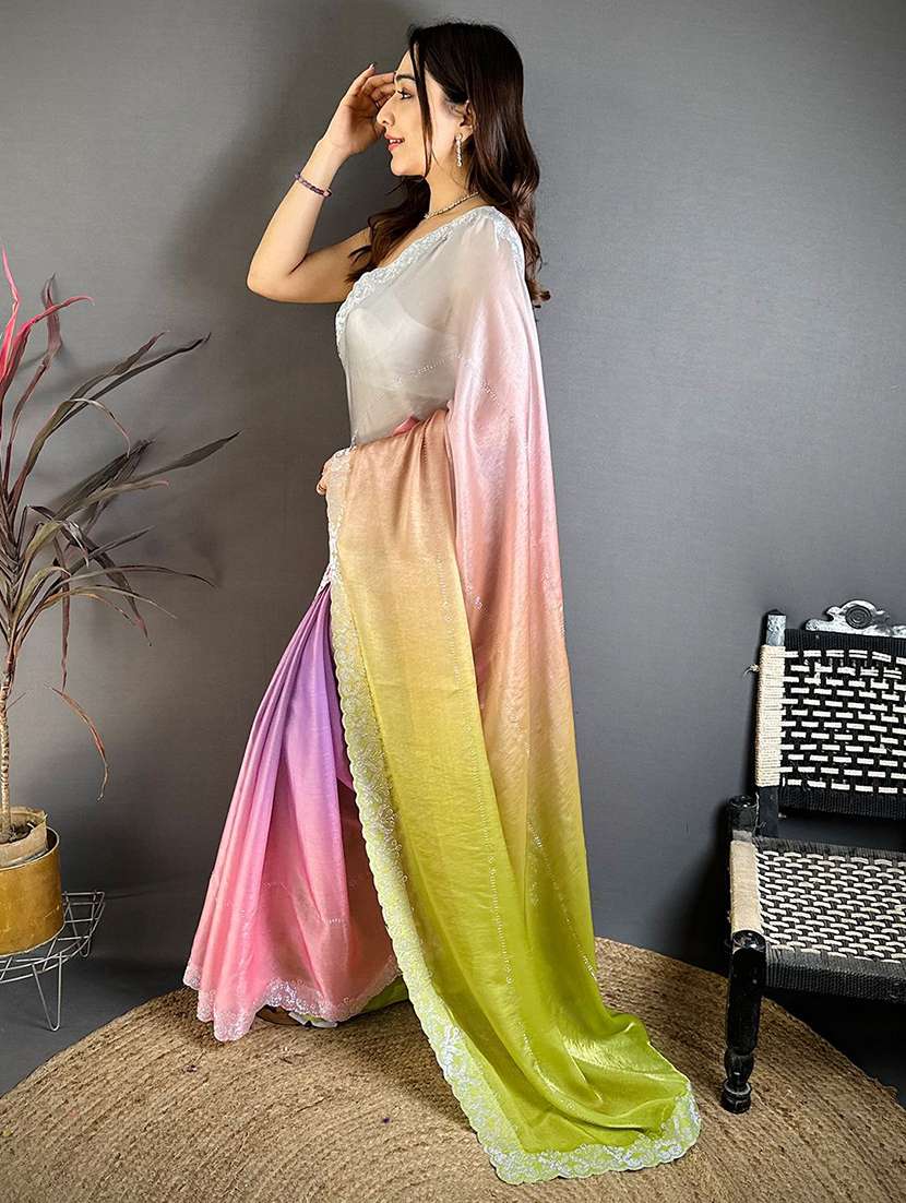 women ombre embellished saree with blouse - 22567232 -  Standard Image - 2