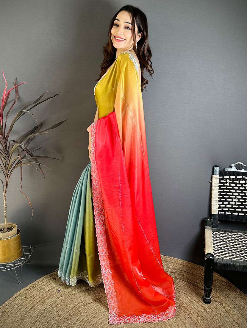 women ombre embellished saree with blouse - 22567233 -  Standard Image - 2