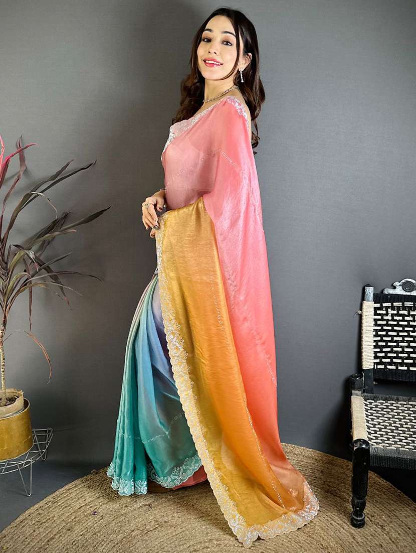 women ombre embellished saree with blouse - 22567235 -  Standard Image - 2