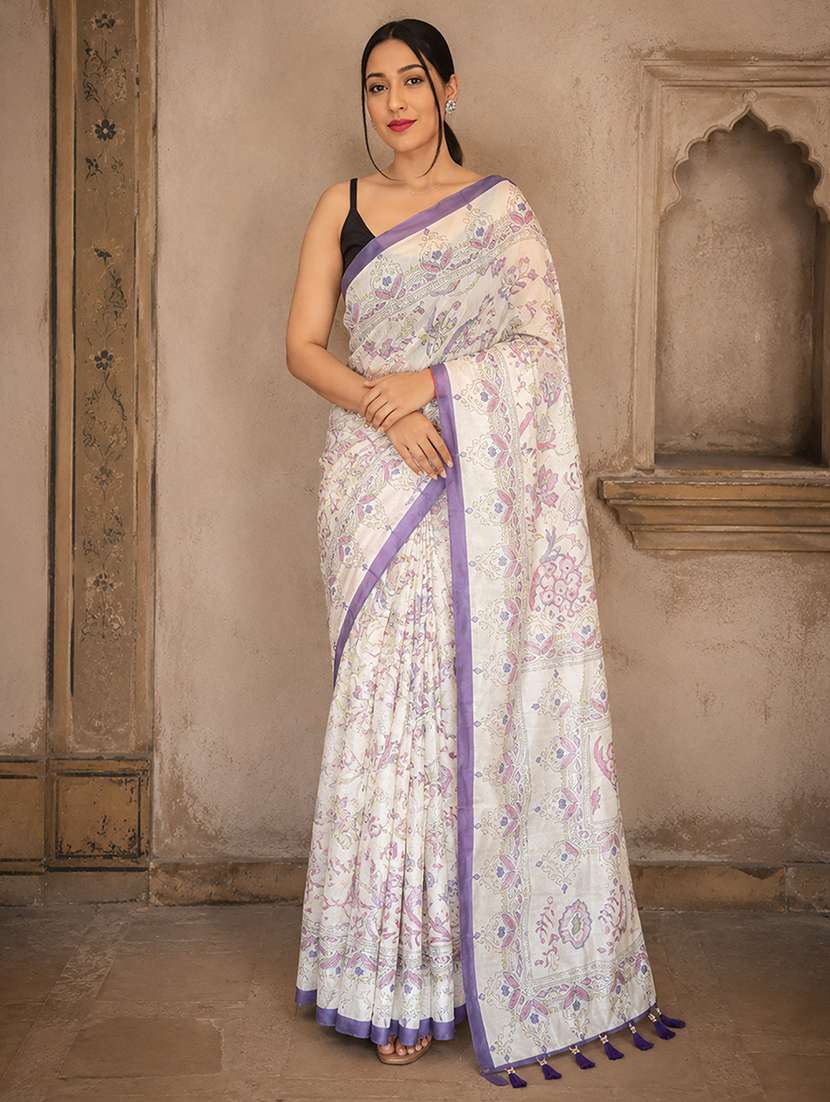 women printed casual wear saree with blouse