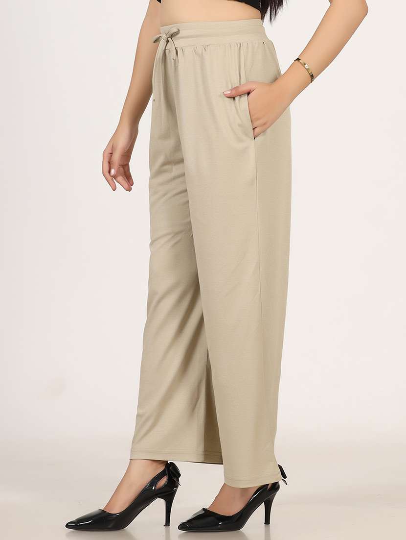 women solid mid rise flared palazzo - 22567271 -  Standard Image - 2