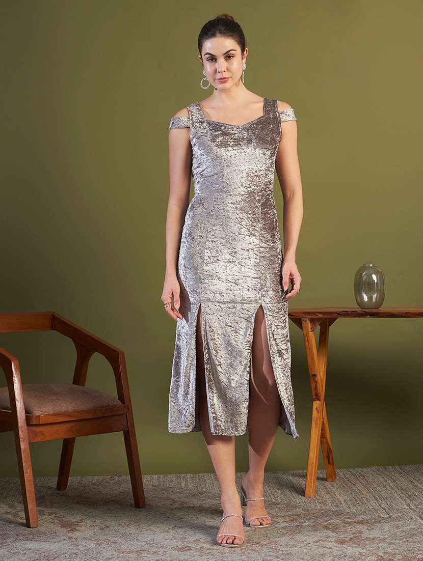 women solid cold shoulder sheath dress - 22567392 -  Standard Image - 2