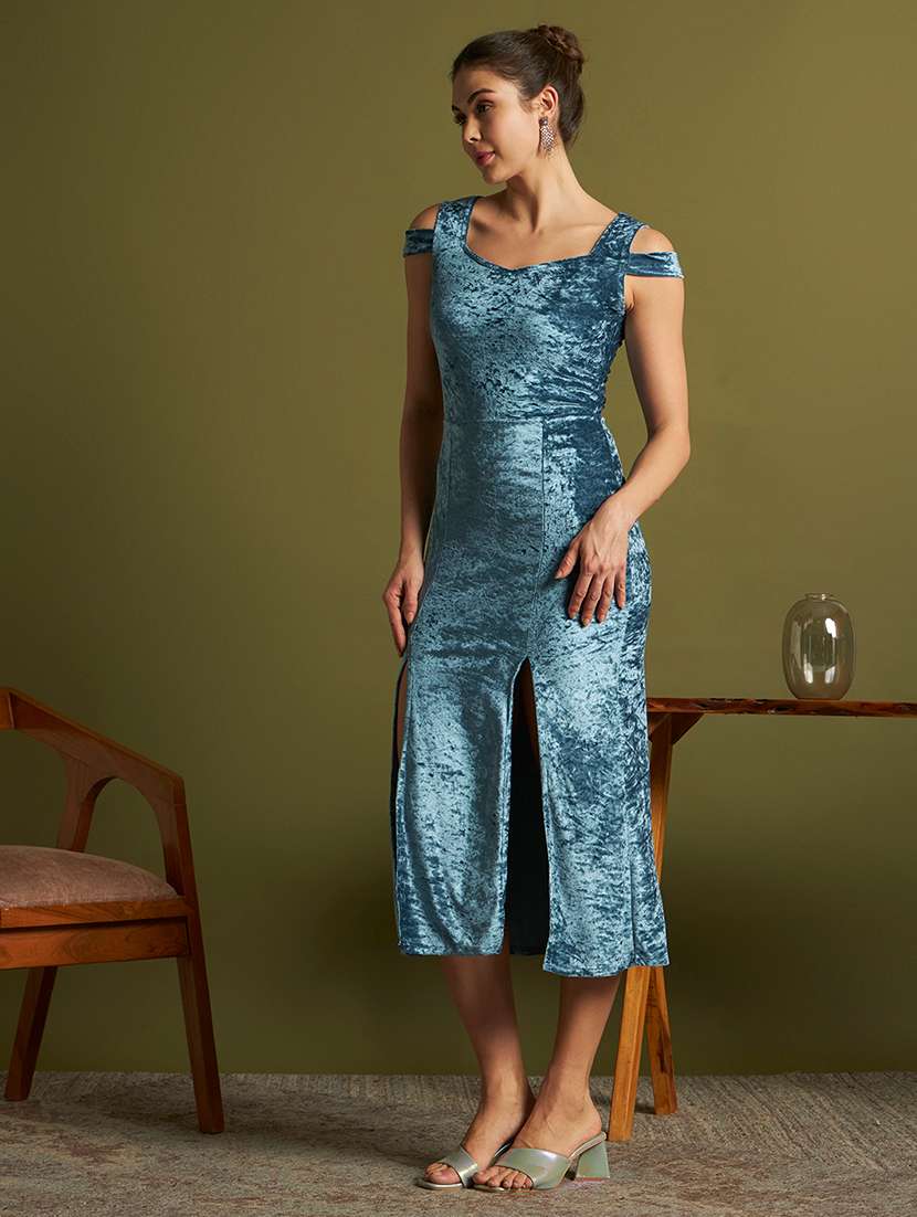 women solid cold shoulder sheath dress - 22567395 -  Standard Image - 2
