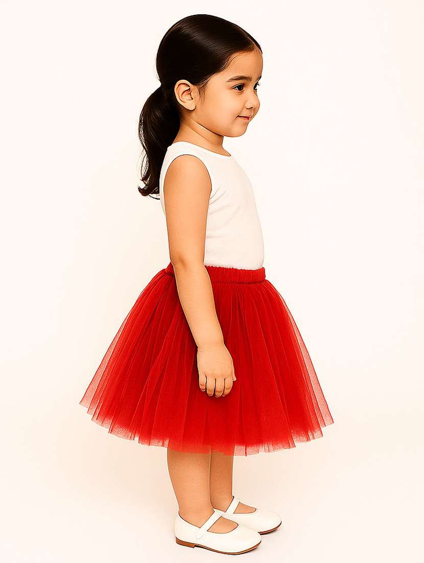 girls solid mid rise flared skirt - 22567406 -  Standard Image - 2