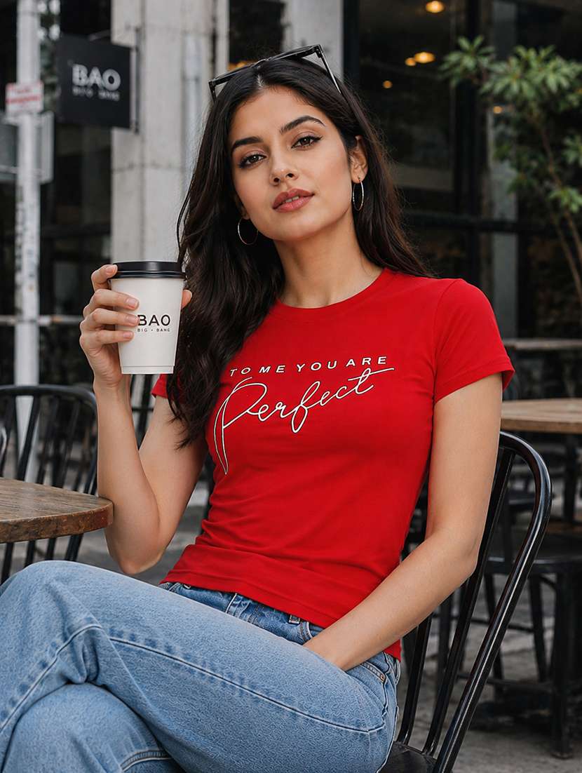 women printed short sleeves regular fit t-shirt