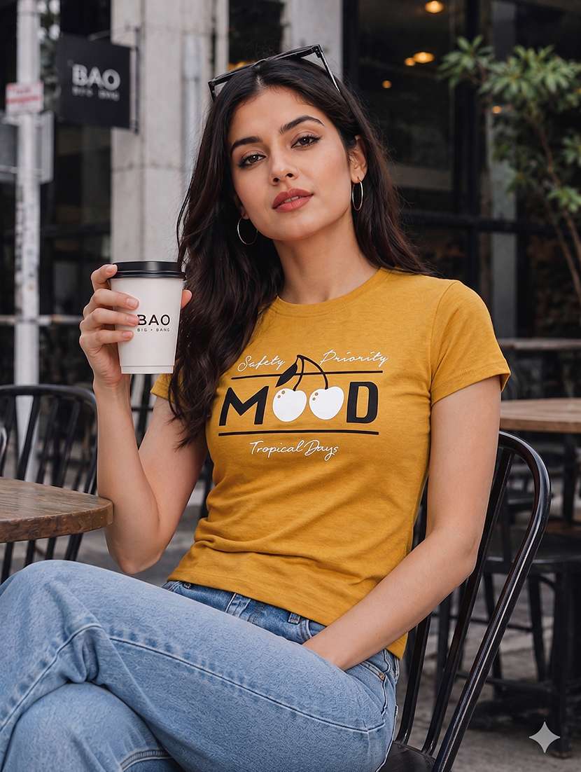 women printed short sleeves regular fit t-shirt