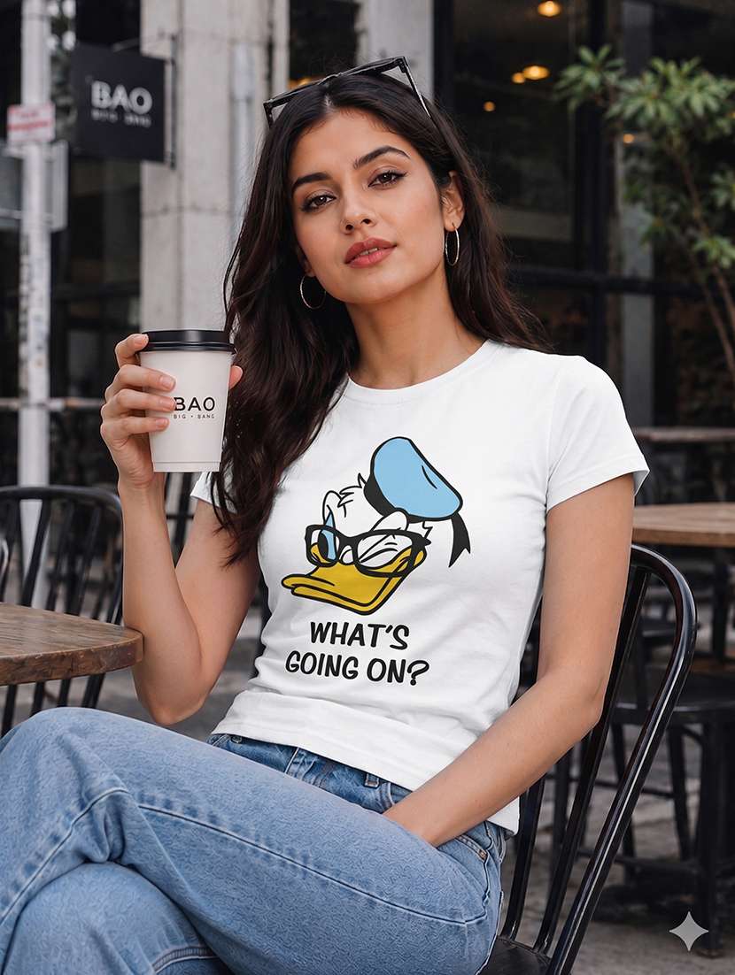women printed short sleeves regular fit t-shirt
