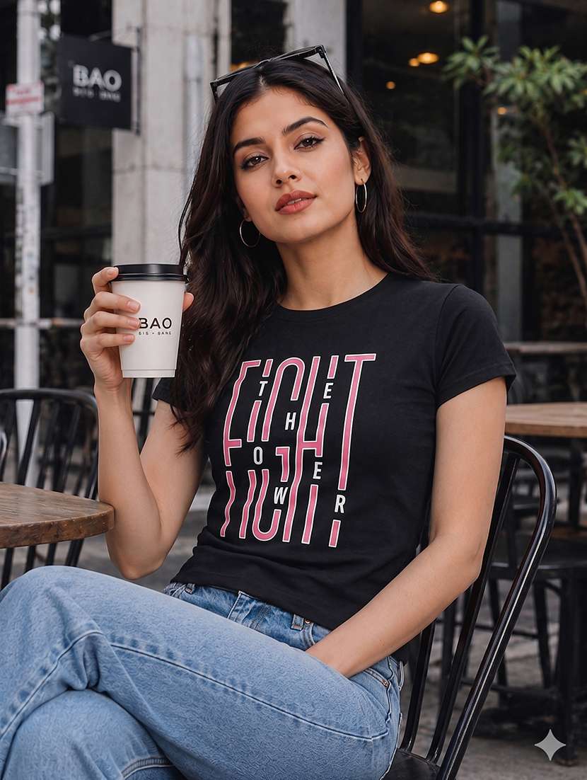 women printed short sleeves regular fit t-shirt