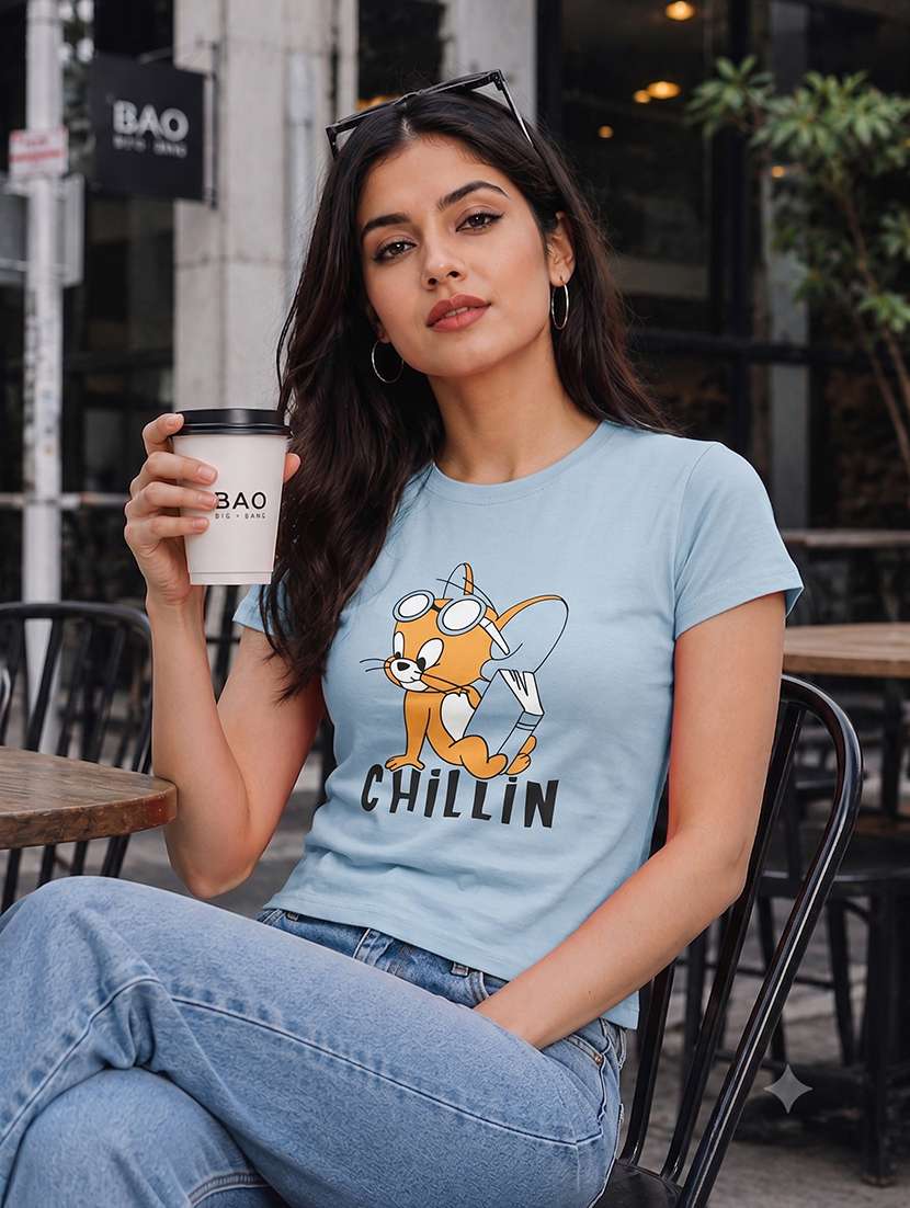 women printed short sleeves regular fit t-shirt