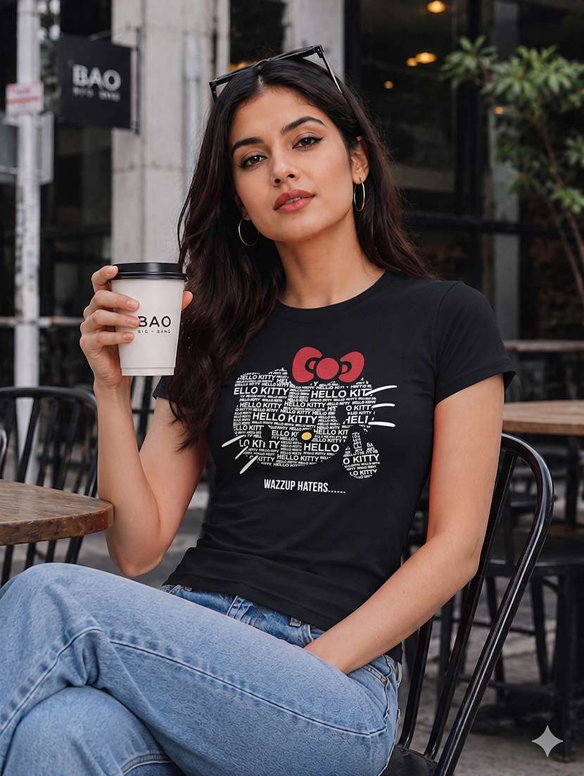 women printed short sleeves regular fit t-shirt