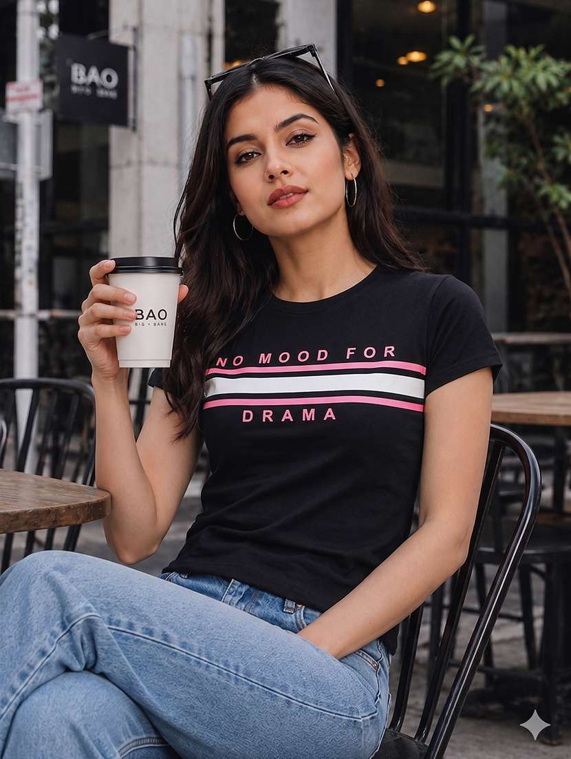 women printed short sleeves regular fit t-shirt