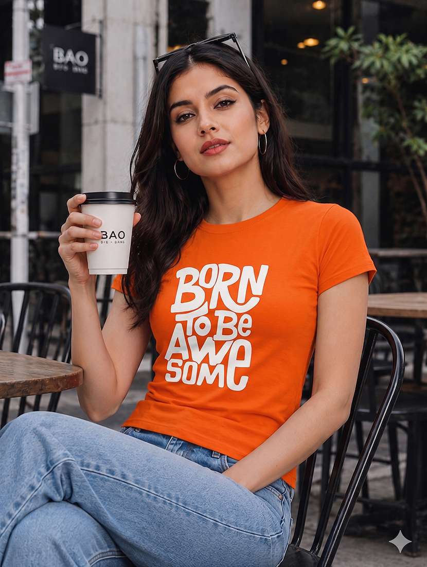 women printed short sleeves regular fit t-shirt