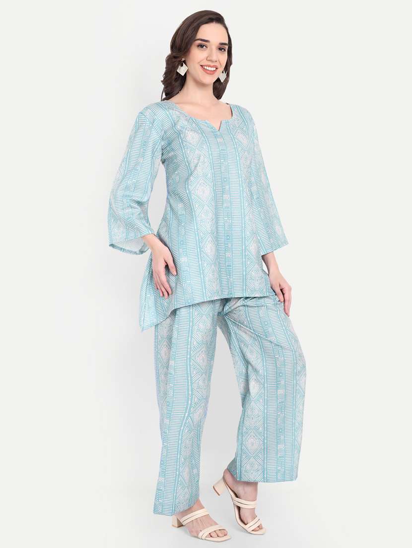 Women Printed Three Quarter Sleeves Ethnic Co-ord Set - 22567535 -  Standard Image - 2