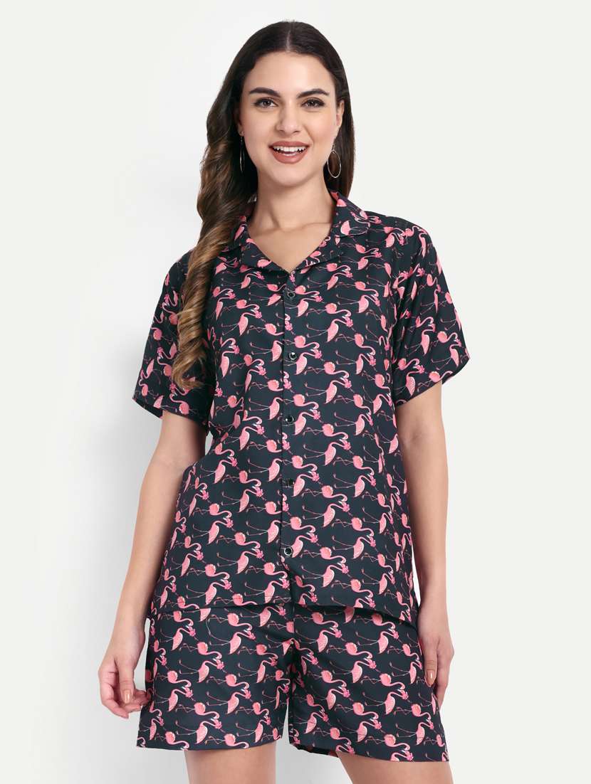 women printed short sleeves shirt and shorts set - 22567565 -  Standard Image - 2
