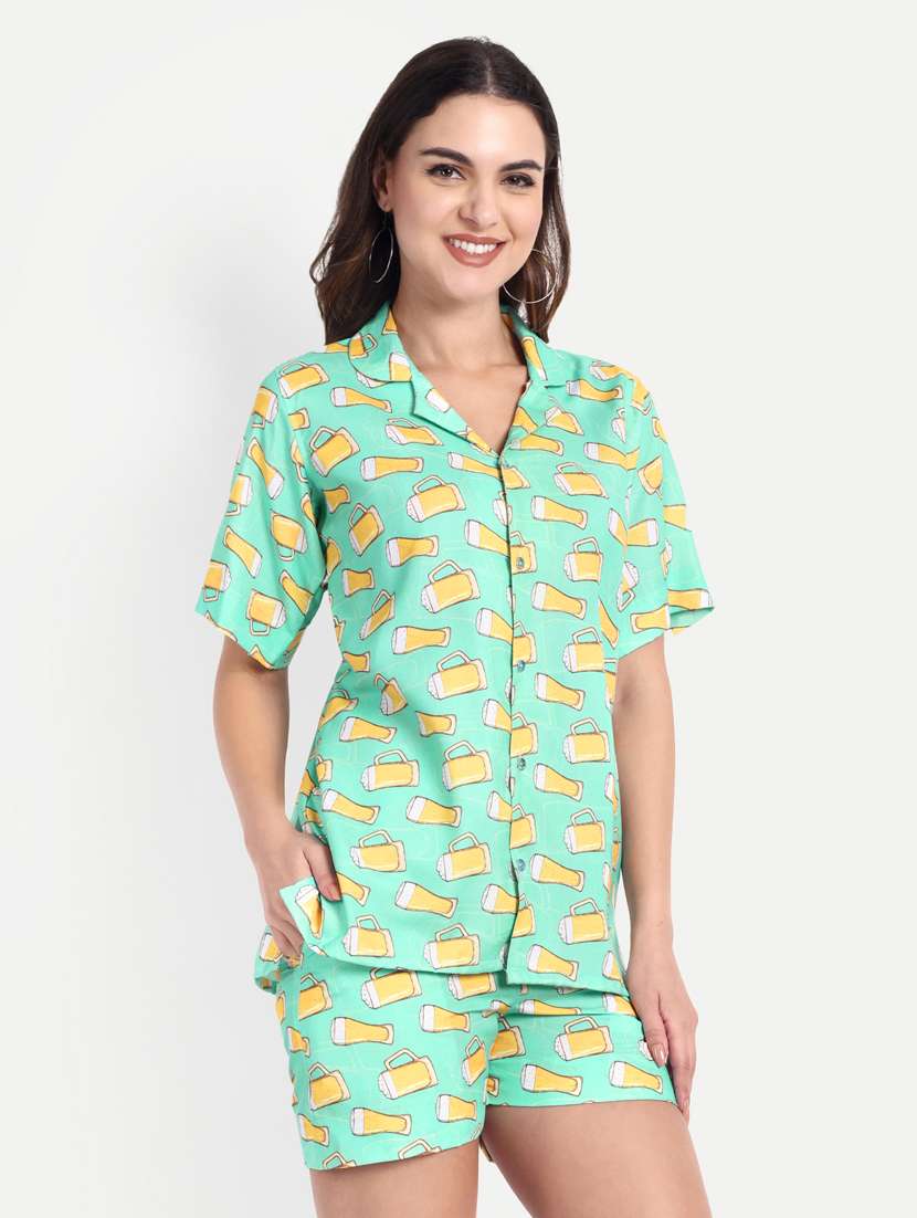 women printed short sleeves shirt and shorts set - 22567569 -  Standard Image - 2