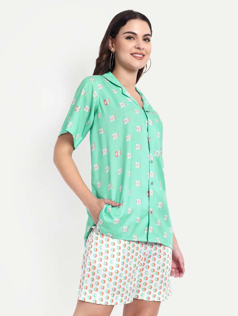 women printed short sleeves shirt and shorts set - 22567571 -  Standard Image - 2