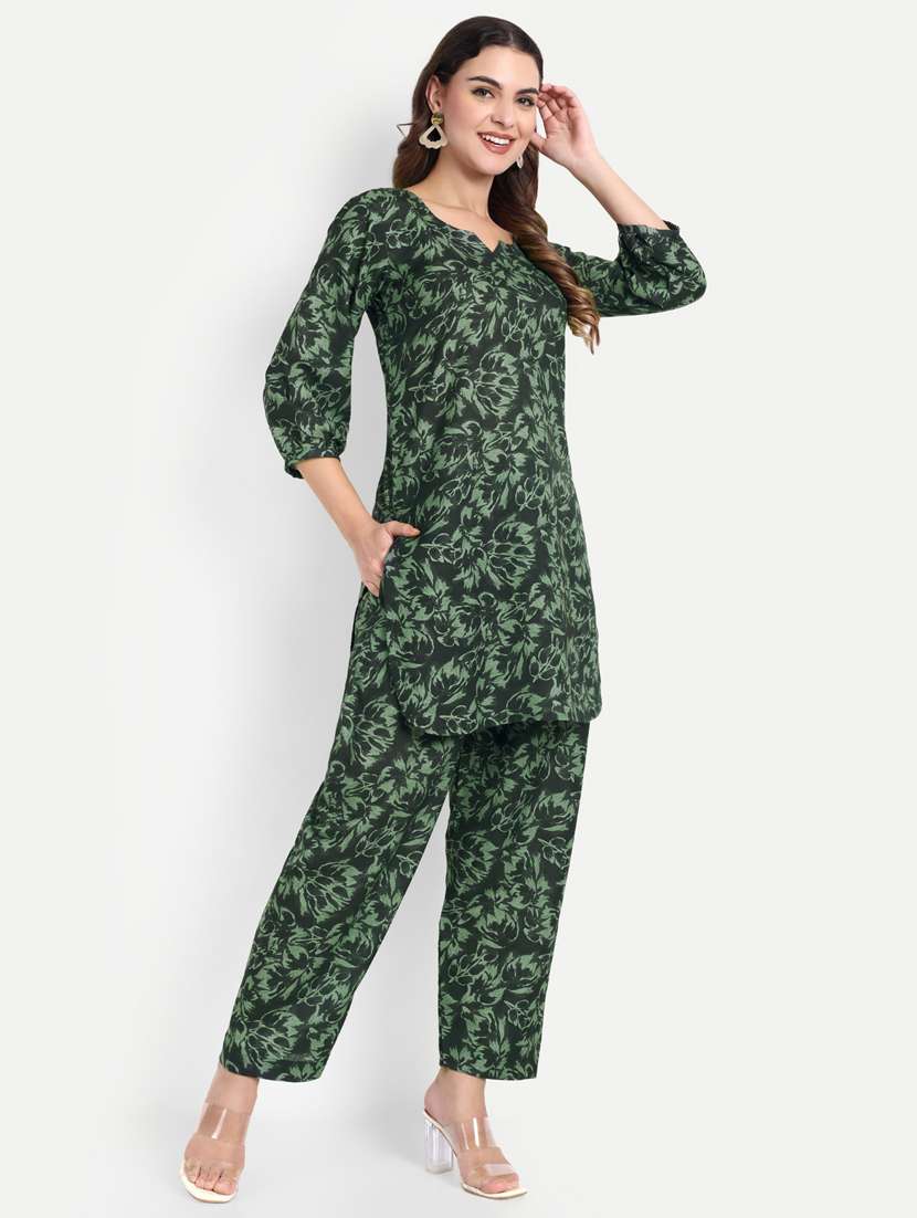 women printed three quarter sleeves ethnic co-ord set - 22567577 -  Standard Image - 2