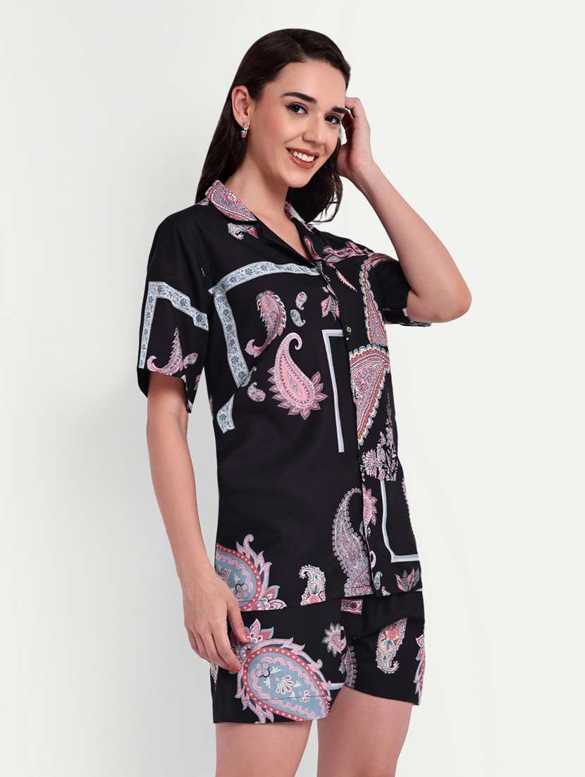 women printed short sleeves shirt and shorts set - 22567590 -  Standard Image - 2