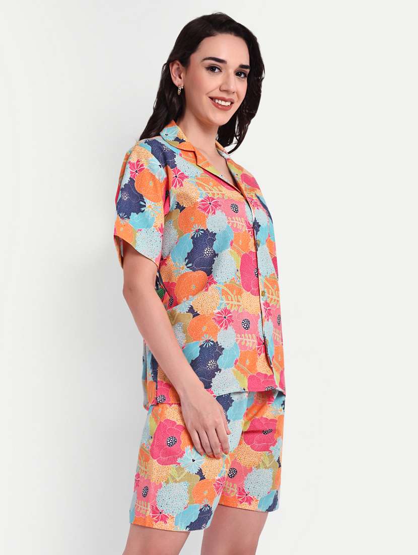 women printed short sleeves shirt and shorts set - 22567592 -  Standard Image - 2
