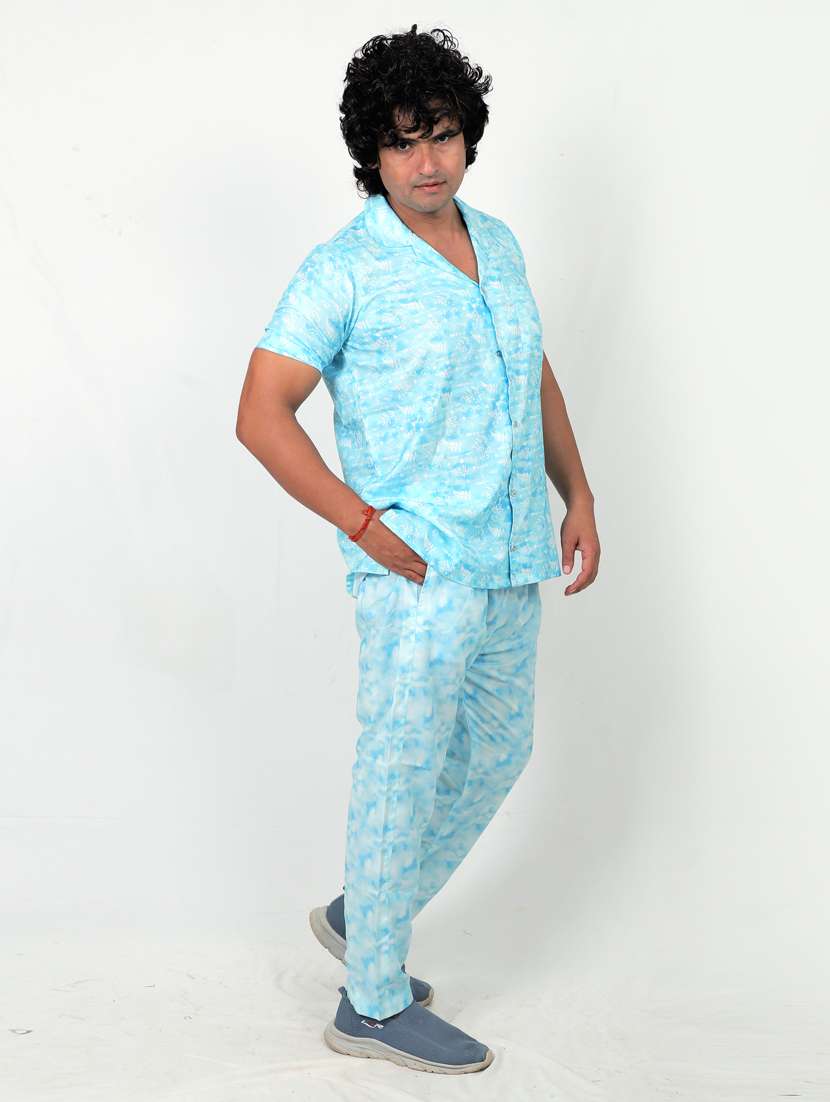 men printed short sleeves shirt and trouser co-ord set - 22567610 -  Standard Image - 2
