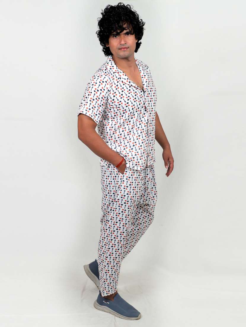 men printed short sleeves shirt and shorts co-ord set - 22567611 -  Standard Image - 2