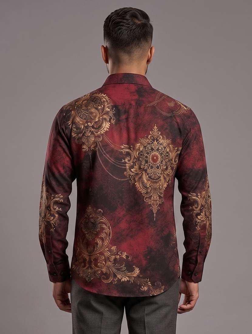 men printed long sleeves casual shirt - 22567633 -  Standard Image - 2