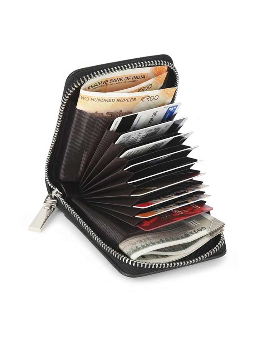black leather zip closure wallet with 9 card slots - 22567717 -  Standard Image - 2
