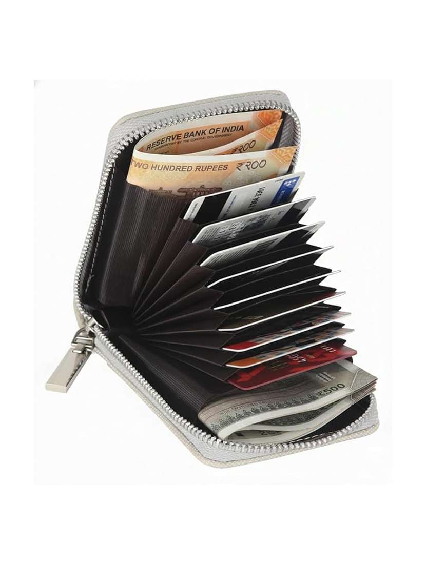 grey leather wallet with zip closure and 9 card slots - 22567718 -  Standard Image - 2