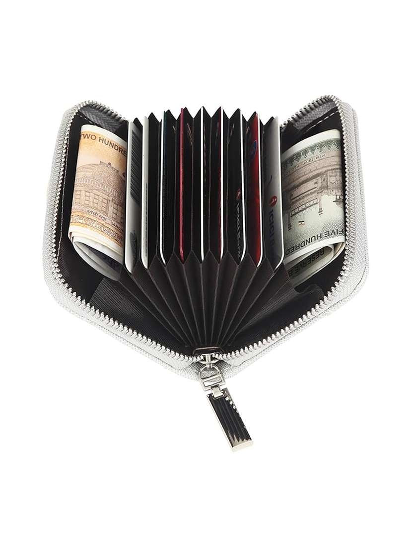 grey leather zip closure wallet with card slots - 22567721 -  Standard Image - 2