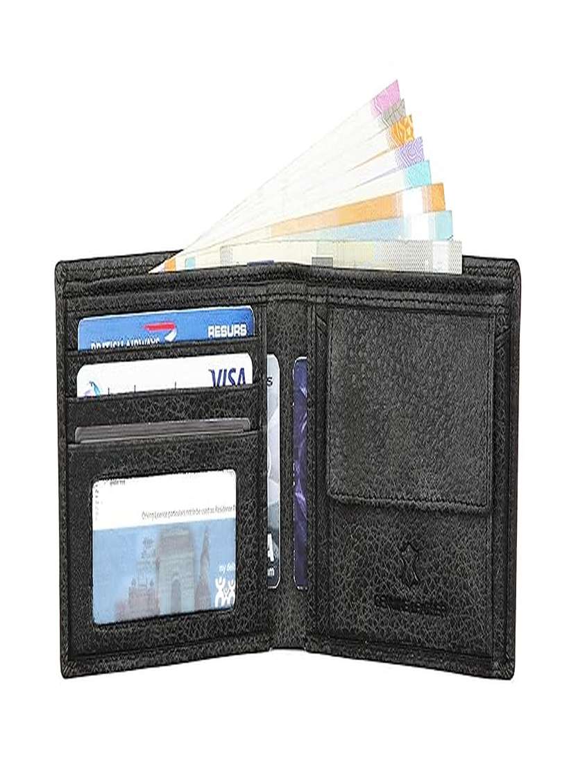 black pebbled genuine leather bi-fold wallet - 22567756 -  Standard Image - 2
