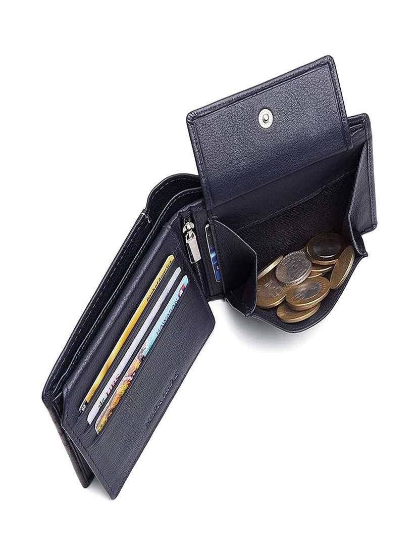 navy blue leather bi-fold wallet with card slots - 22567775 -  Standard Image - 2