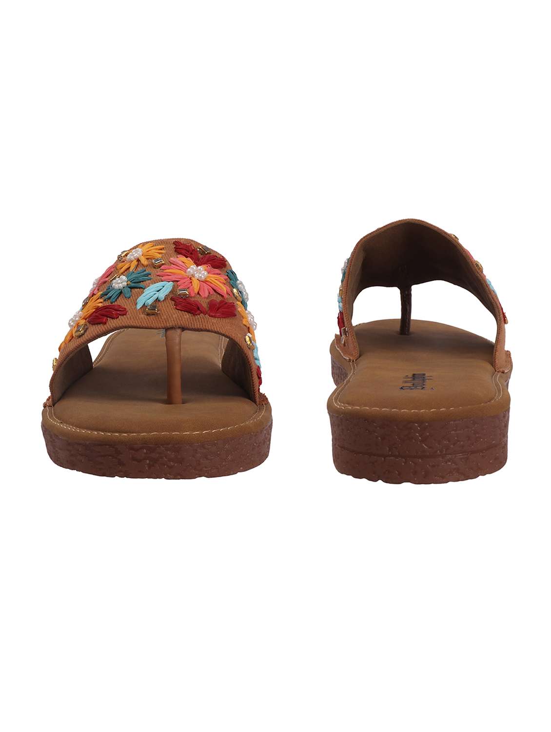 women embroidered toe separator flats - 22567793 -  Standard Image - 2