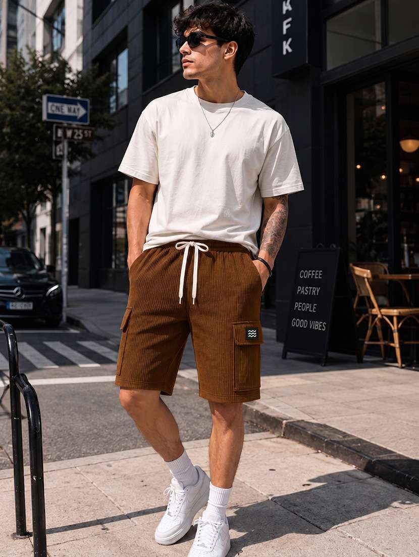 men textured mid rise regular fit cargo shorts - 22568246 -  Standard Image - 2