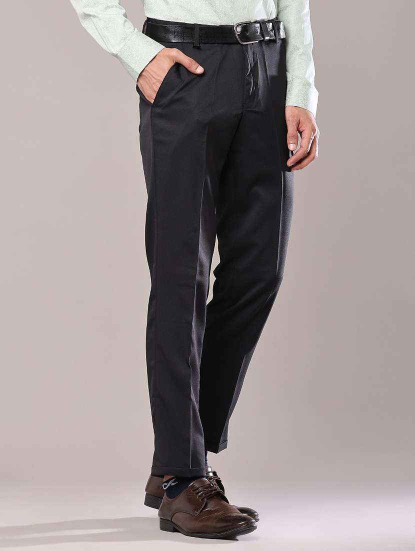 Men Solid Mid Rise Flat Front Formal Trouser - 22568470 -  Standard Image - 2