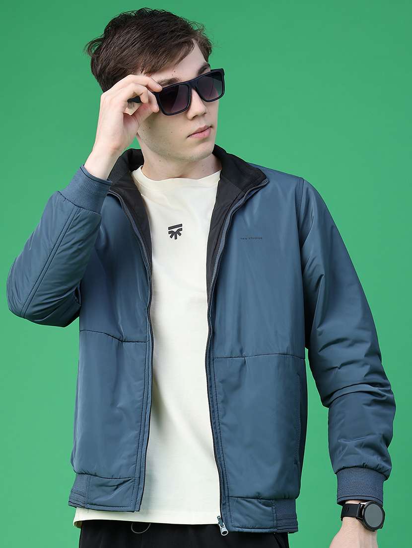 Men Solid Long Sleeve Reversible Bomber Jacket - 22568647 -  Standard Image - 2