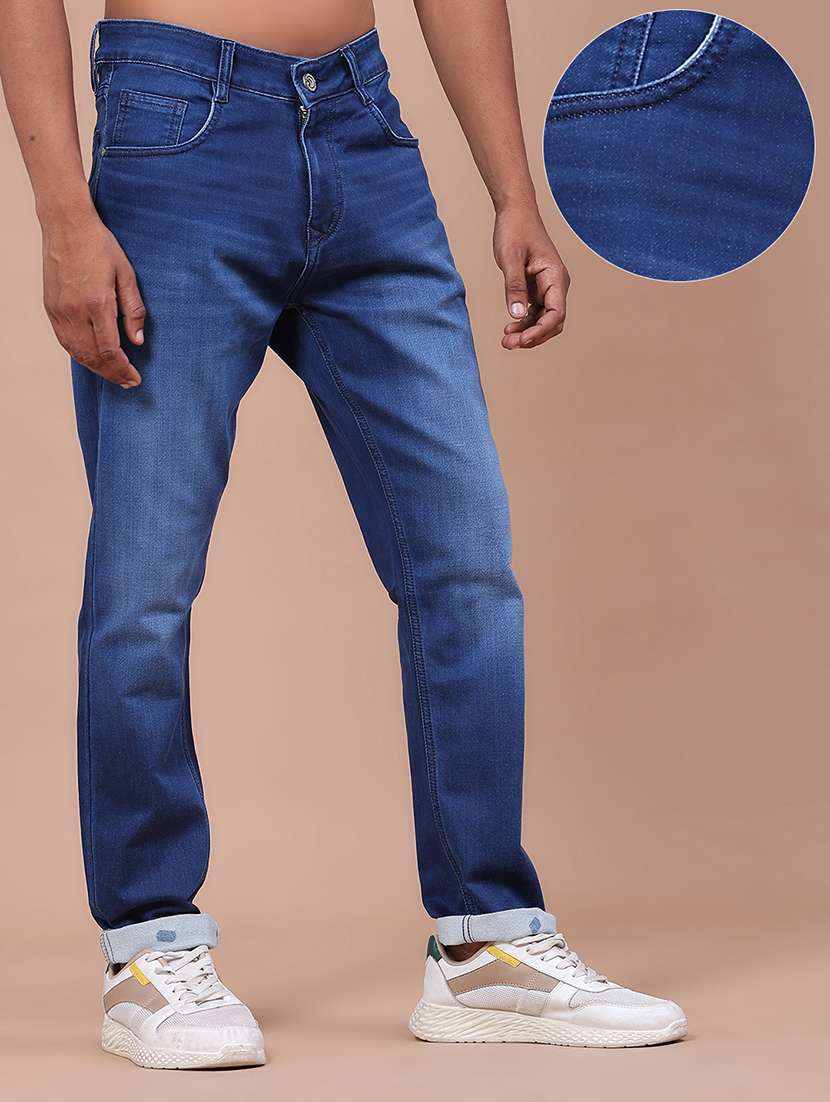 Men Washed Mid Rise Full Length Tapered Jeans - 22568681 -  Standard Image - 2