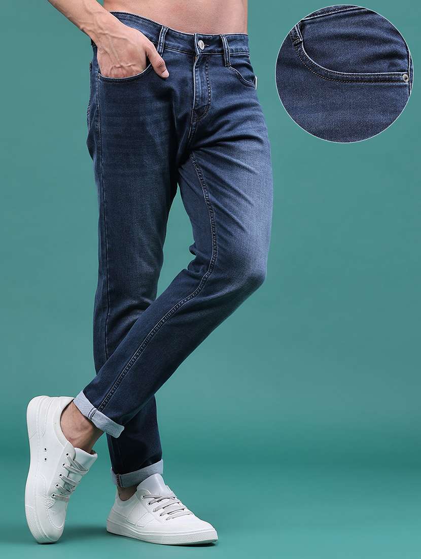 Men Washed Mid Rise Full Length Slim Fit Jeans - 22568702 -  Standard Image - 2